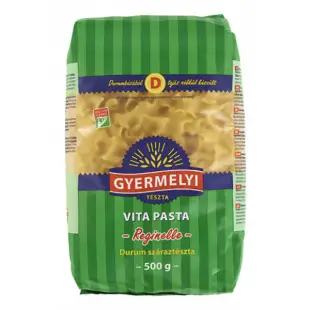 Nagykocka fodros durumtészta Gyermelyi Vita Pasta 500 g